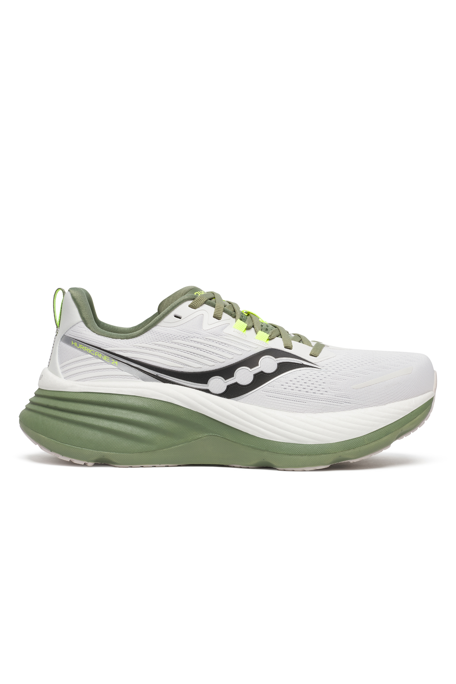 Men's Hurricane 24 Running Shoes in White/Olivine Men's Running